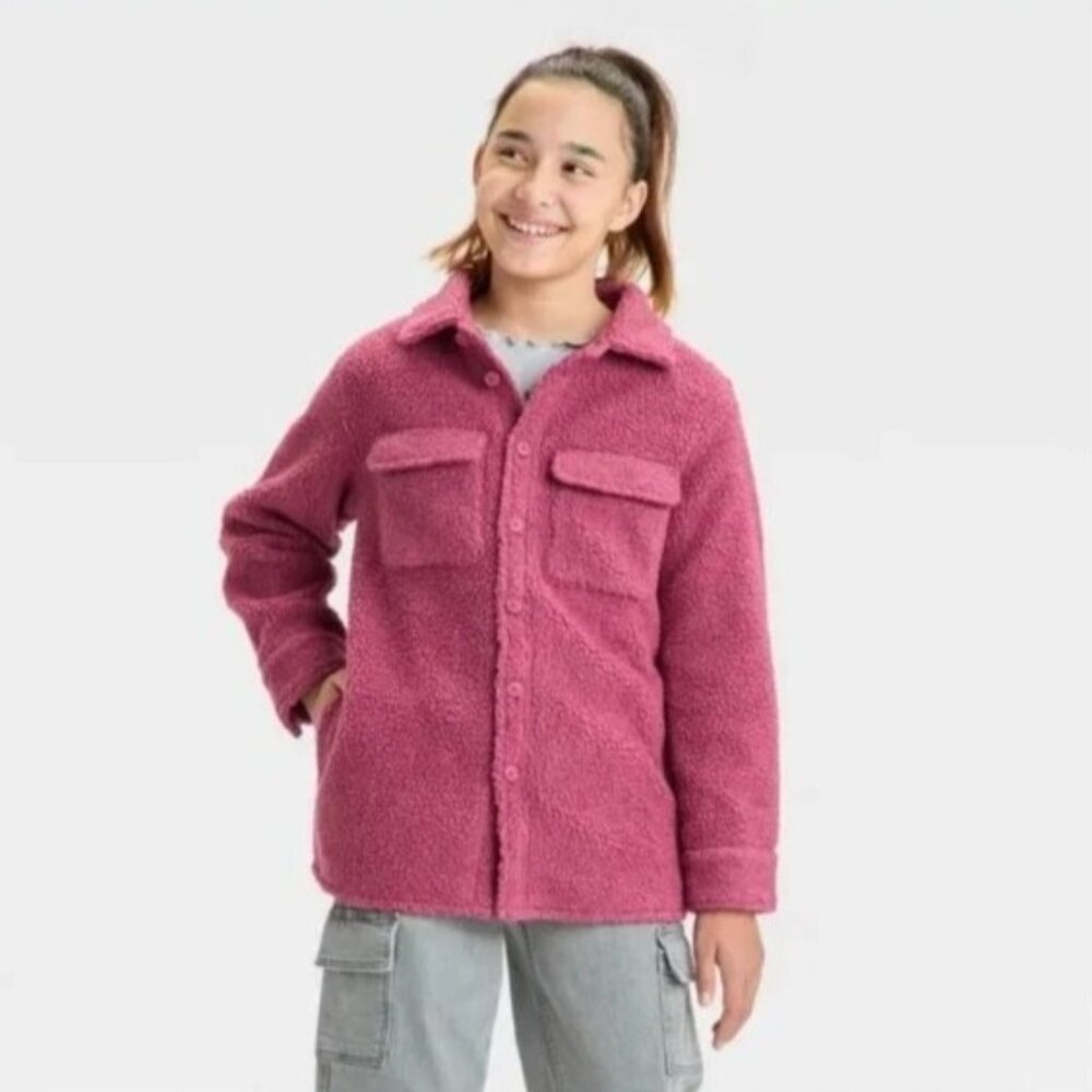 NEW Art Class Girls Shearling Shacket Coat - Size Medium